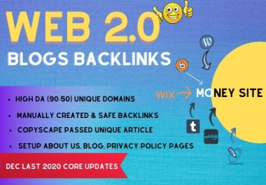 High authority 20 Web 2.0 Blogs Backlinks,  Manual building for boost ranking of your website