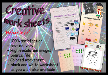 I will create interesting and creative worksheets for u