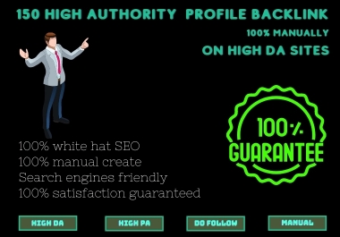 I will create 150 high authority SEO profile backlinks for your website