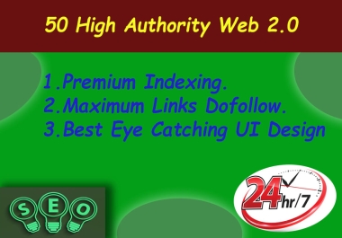 I will create manually 50 high authority web 2 0 backlinks.