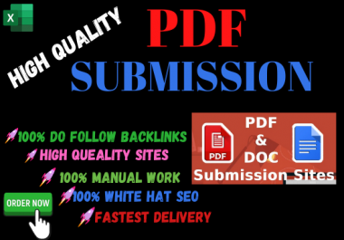 Manual 20 pdf submission High Authority low spam score permanent backlinks quality link building
