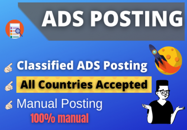 I Will Give you 10 classified ads posting service with live link report any country.