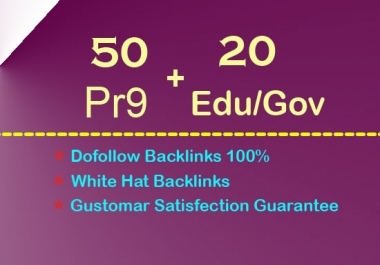 70 Permanent Backlinks 50 PR9 +20 EDU/GOV 80+ DA High Quality SEO Backlink