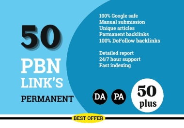 Manually Build 50 HomePage & Dofollow Permanent PBNs backlinks