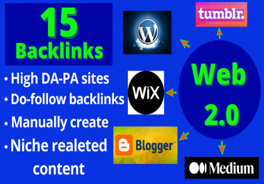 15 HQ Web 2.0 Backlinks From High DA Websites