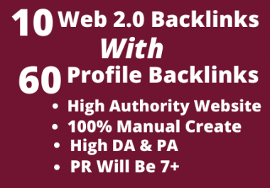Get 70 High Authority Web 2.0 With Profile Backlinks On Your Website.