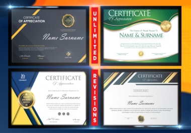I will professional award,  diploma,  degree,  gift certificate design