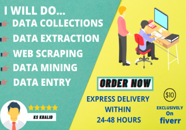 I Will do data entry email web scraping data collection typing