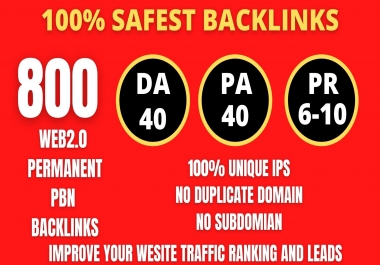 I WILL DO 800+ Permanent Web2.0 Backlink with High DA/PA/TF/CF On your homepage with unique website