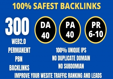 I WILL DO 300+ Permanent Web2.0 Backlink with High DA/PA/TF/CF On your homepage with unique website