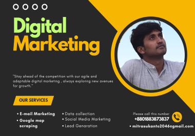 We provide Digital Marketing, E-mail marketing,  Comment backlink,  Lead generation, Data collection