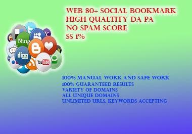 GET 80+ Social Bookmark High Quality DA PA