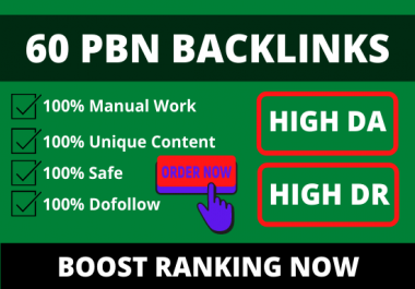 I will post 60 PBN backlinks from high da dr tf cf websites