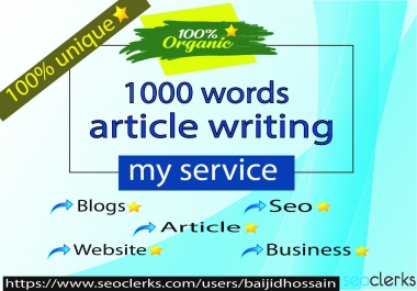 I will write article with 1000+ unique words