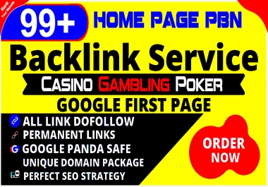 99+ Casino,  Poker,  Gambling DA 65+ Permanent PBN Links Google 1st Rank