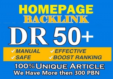 I will give DR 50 to 70 strong homepage backlinks for offpage seo