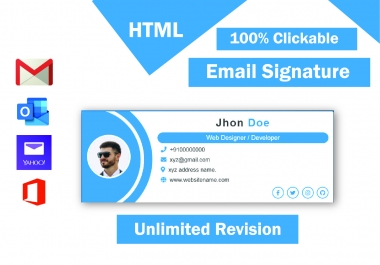 I will design email signature in HTML,  clickable email signature