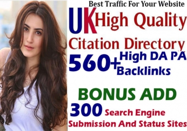 I will do 560 high authority UK directory submission and 400 search engine submission