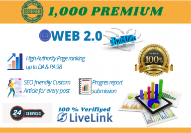 I will build web 2 0 seo friendly unique dofollow backlinks service da 70 plus