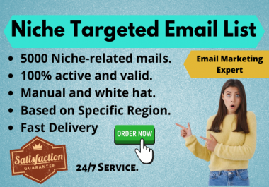 I will 5k niche targeted email collection & email marketing for your business