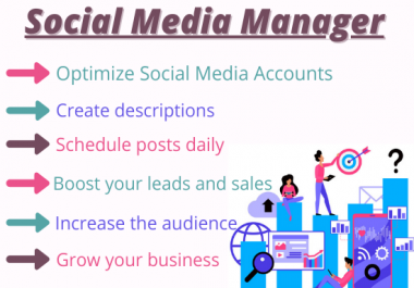 I will be Professional Social Media Marketing Manager for your business