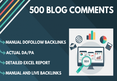 I will create 500 dofollow backlinks quality blog comments