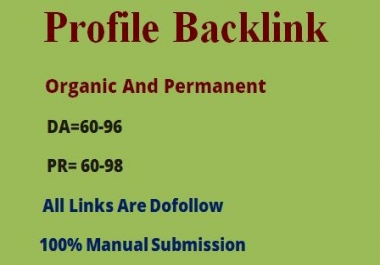 40 profile backlink on high authority sites as link building in off page seo Manually