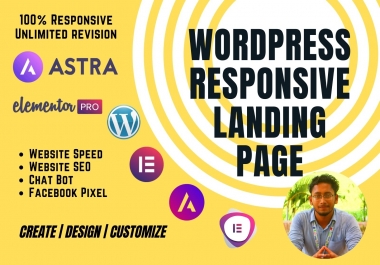 I will create responsive landing page by WordPress Elementor pro
