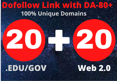24 hours Delivery 20 EDU/GOV +20 Web 2.0 Dofollow high authority backlinks
