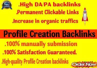 I will provide 70 High Quality 90 DA/PA profile creation backlinks