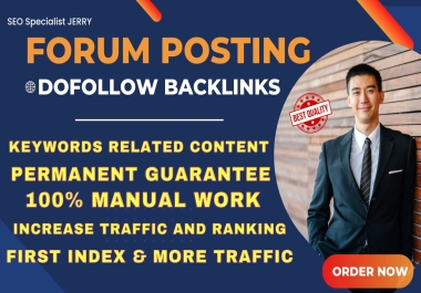 Provide 60 Forum posting High DA doFollow powerful SEO backlinks