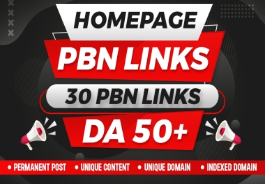Build 30 PBNs DA 50 or 70 Plus HomePage PBNs Backlinks -High-Quality PREMIUM Links
