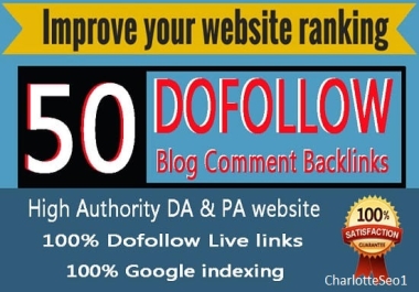 Get 50 High Authority Dofollow Backlinks on DA 30 to 99