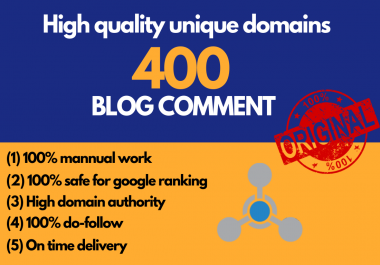 I will manually Create 400 high quality do-follow blog comments with high authority backlinks