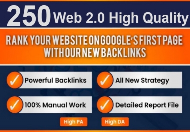 250 Manual contextual Web 2.0 backlink on high DA sites with quality