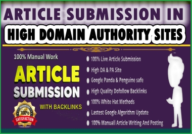 Approve 20 Article directories Submission Contextual Backlinks live links from High PR