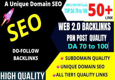 DA 70 To 100 Handmade 50 WEB 2.0 Backlinks PBN POST Quality Dofollow SEO Backlinks