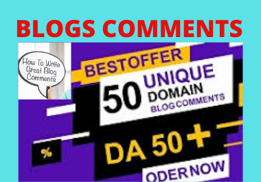 Manual live 50 Blog Comments backlinks High Authority Unique link building