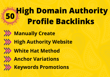 DA 70+ DO-follow 50 Profile Backlinks are manually create