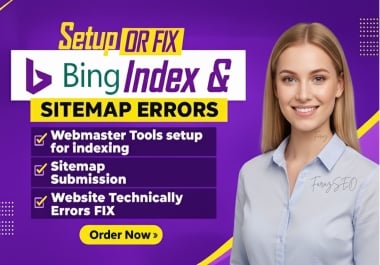 I will fix bing index error webmaster tools setup for indexing,  sitemap and wireframer