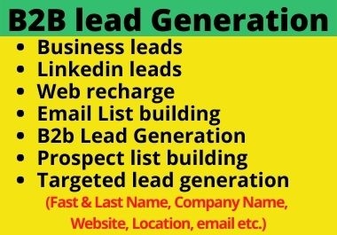 I will provide b2b lead generation,  web research,  contact list building for any industries