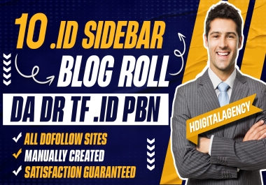 Get Powerful 10. ID Sidebar Blogroll Permanent Homepage Dofollow PBN DA DR TF Backlinks