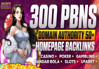 300 PBN DA 60to50 DR30+ Casino Thai Indonesia Korean Gambling Slots Poker Sports Betting Sites