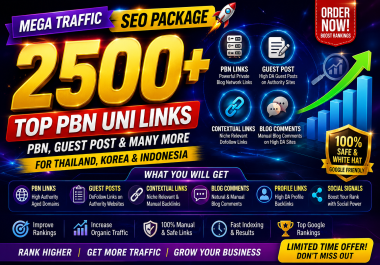 2500 High Authority Mega Traffic SEO Package with PBN,  Guest Post & Contextual Backlinks