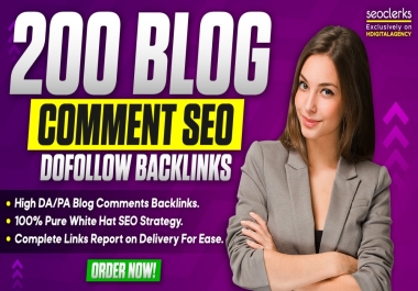 I will 200 dofollow blog comments high da authority SEO backlinks