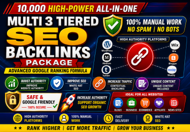 10,000+ High-Power All-in-One Multi 3 Tiered SEO Backlinks Package Advanced Google Ranking Formula
