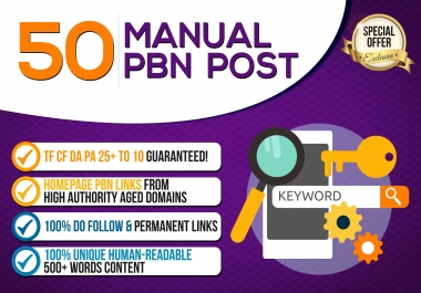 Create 50 High Quality PBN manual backlinks