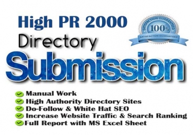 I will create 2000 plus directory submission High authority SEO backlinks