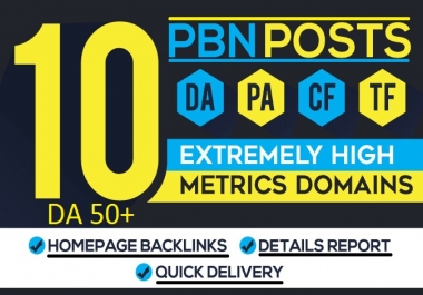 10 high DA 50+plus homepage PBN do follow backlinks