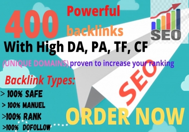 Get powerfull 400+ pbn backlink with high DA/PA/TF/CF on your homepage with unique website Perfect